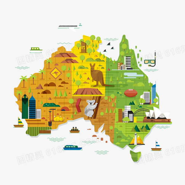 卡通澳大利亚地图