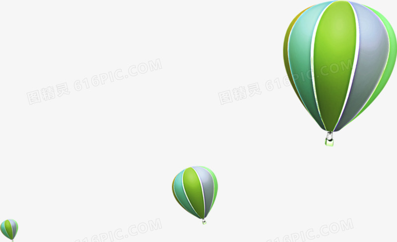 绿色清爽热气球漂浮卡通