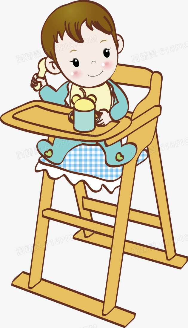 卡通小孩矢量元素宝宝婴儿餐椅