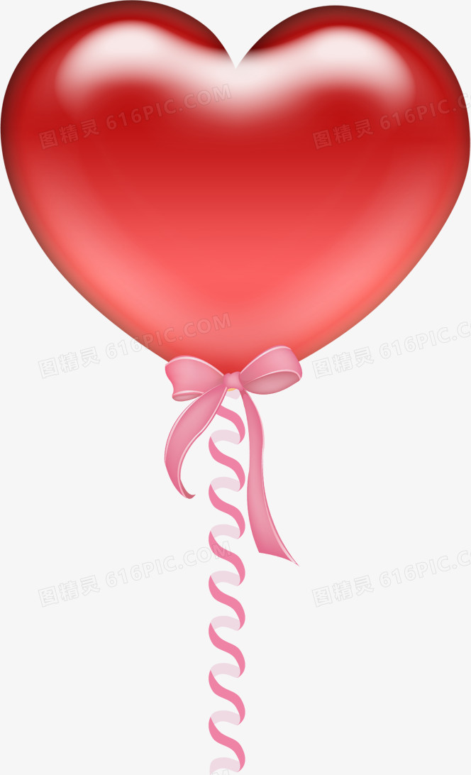 红色手绘爱心气球七夕情人节