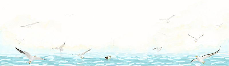 卡通大海浪花海鸥