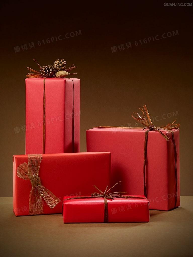 红色的礼物包装背景素材