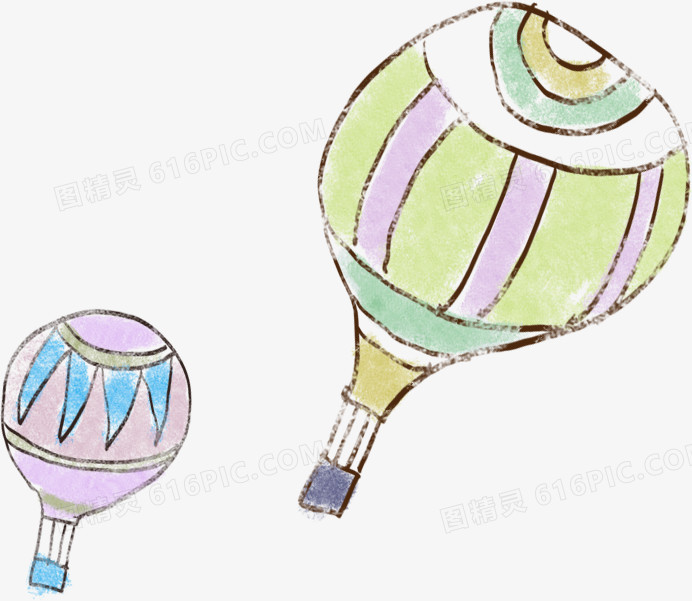 手绘彩色漫画热气球