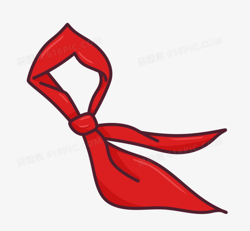 手绘卡通红领巾免抠元素