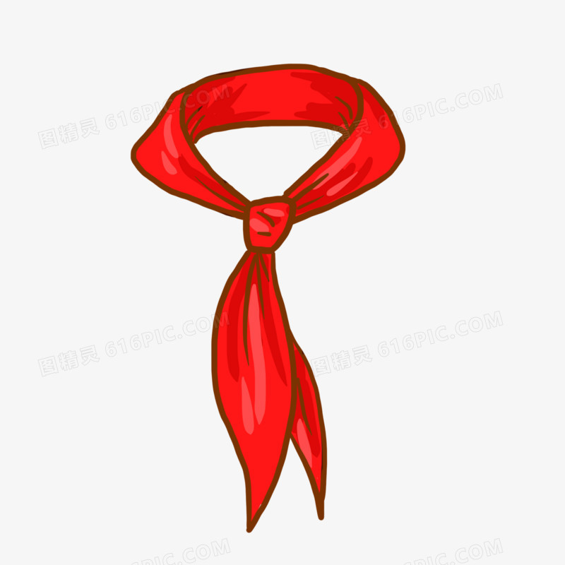手绘鲜艳的红领巾免抠元素