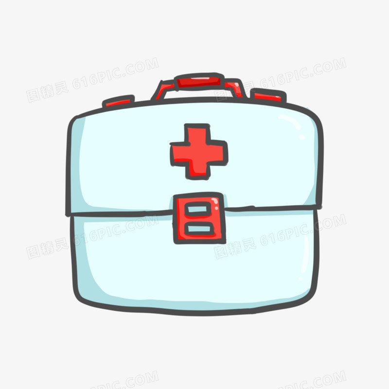 卡通手绘红十字药箱元素