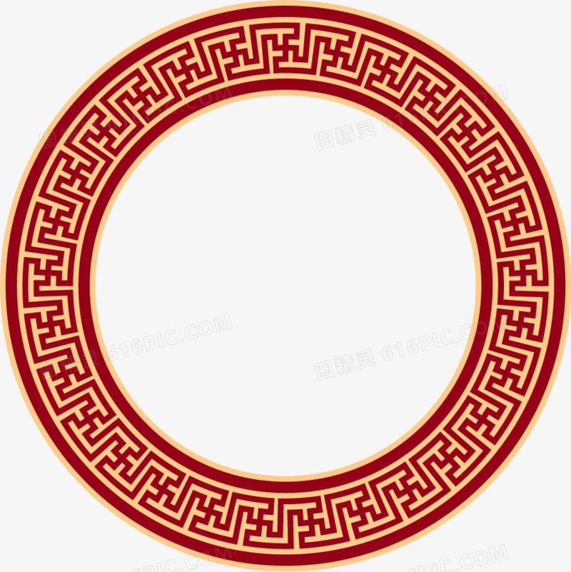 矢量红色中式圆环