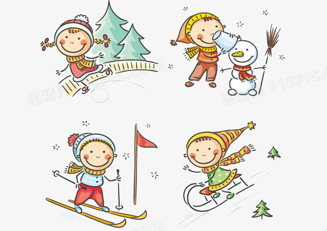 4款卡通冬季儿童素材