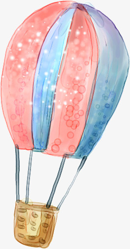 手绘彩色分层创意热气球