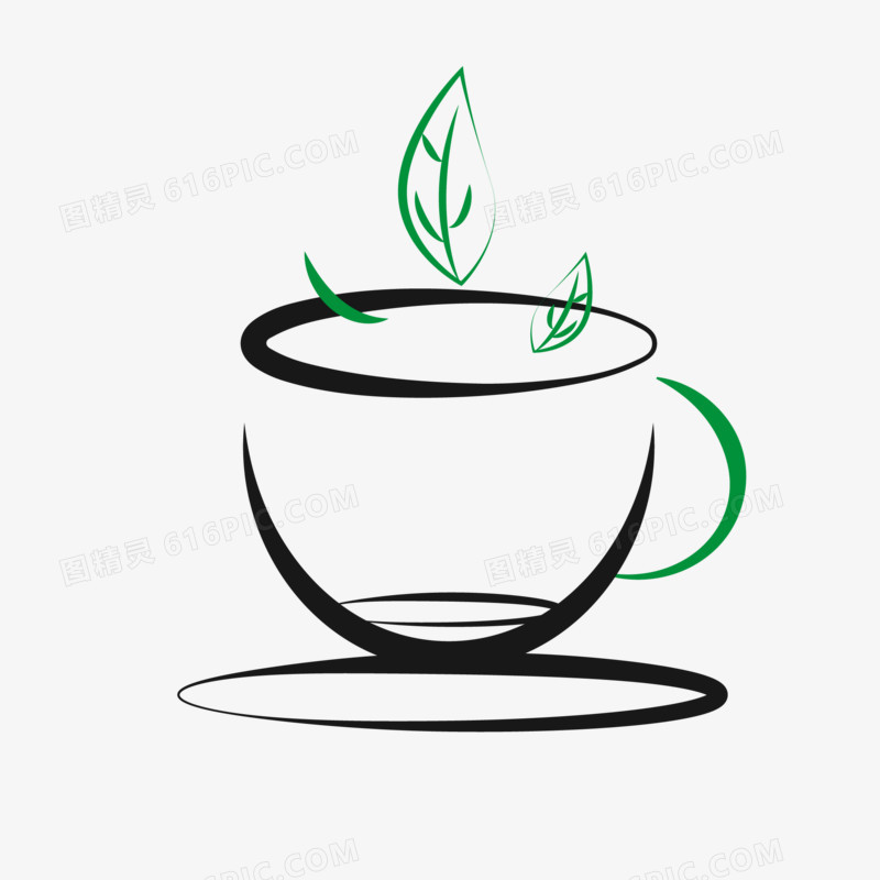 矢量茶叶和茶杯的创意图标素材