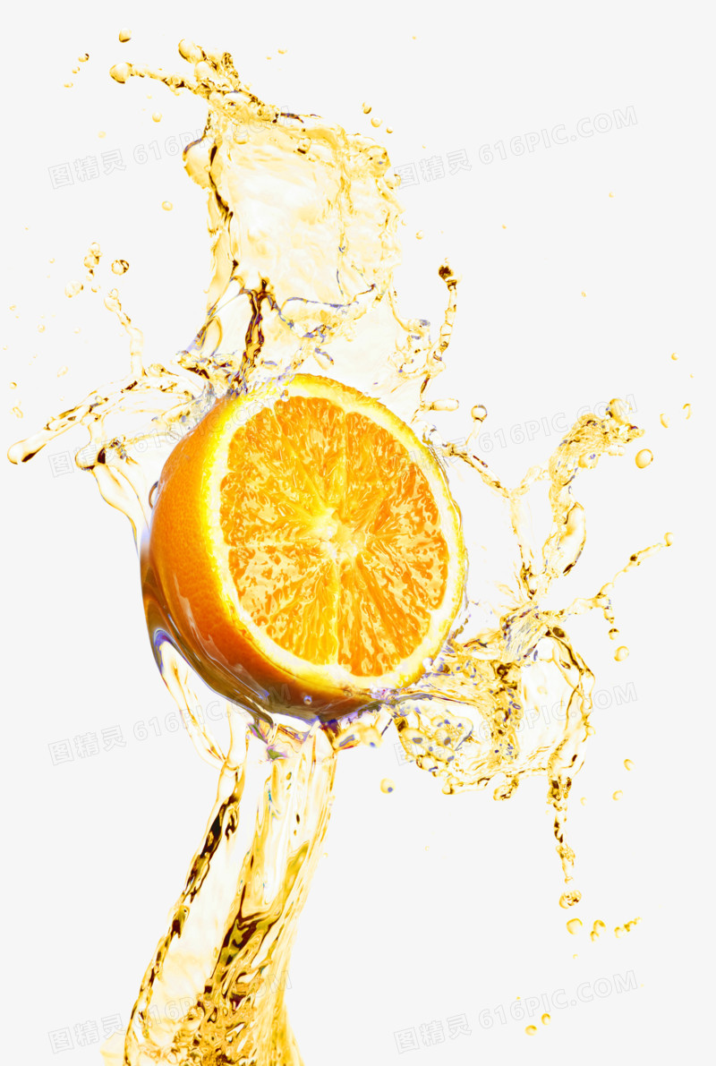 橙子果汁飞溅装饰设计素材