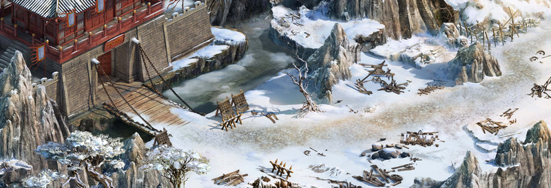 雪后的城墙小路游戏场景