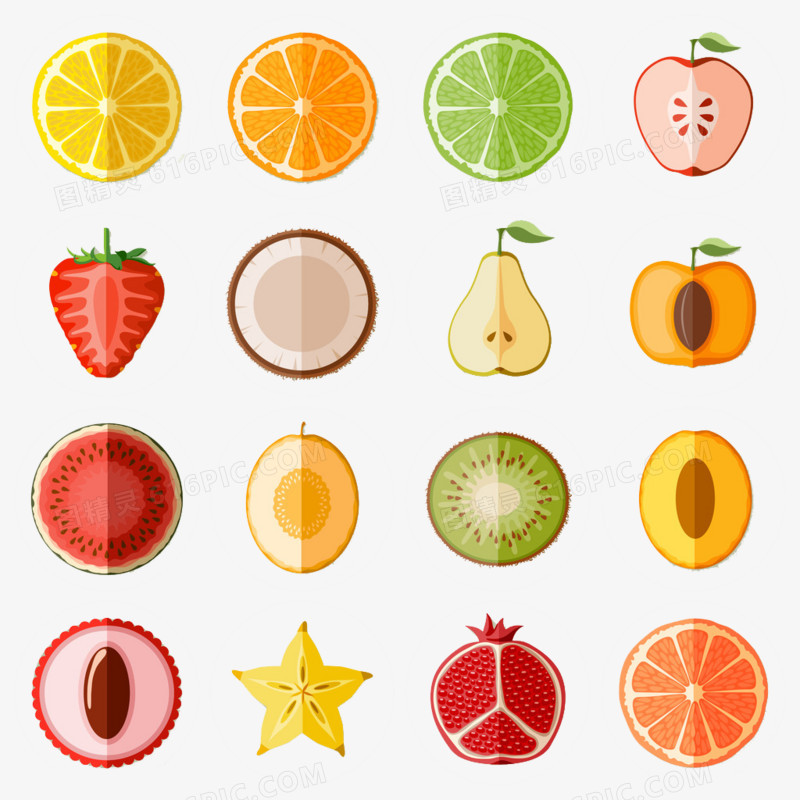 各种水果扁平化图标