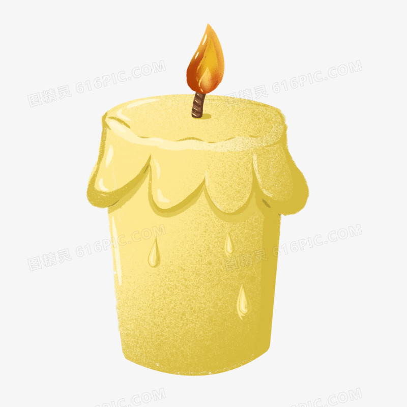 黄色手绘蜡烛免抠元素