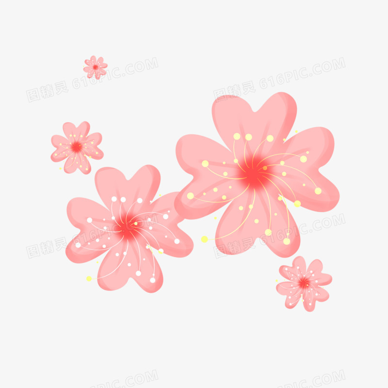 卡通手绘粉色花朵免抠元素