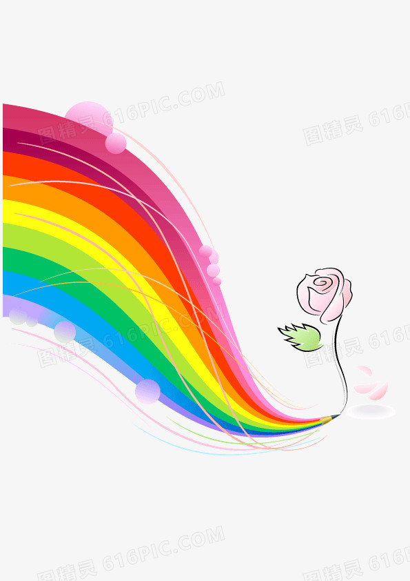 彩虹 云朵  矢量图 装饰图案  彩条 手绘 花朵