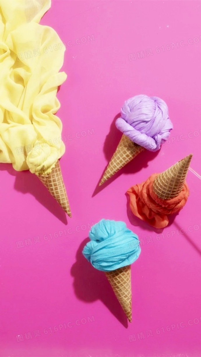 彩色布匹冰淇淋海报背景