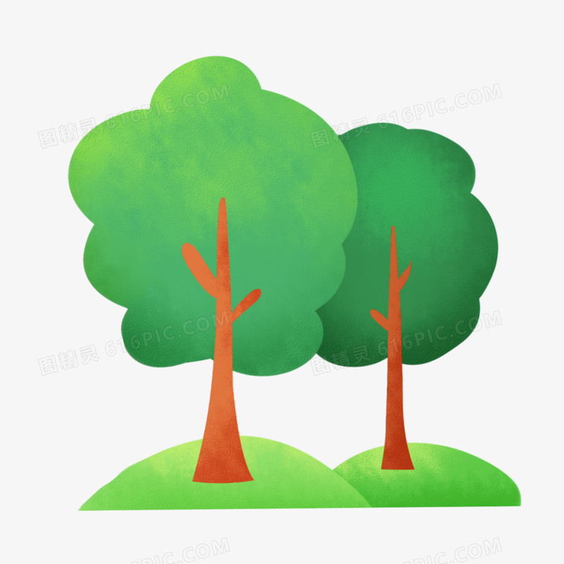 手绘卡通植树节树木免抠素材
