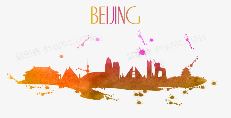 北京水彩城市剪影