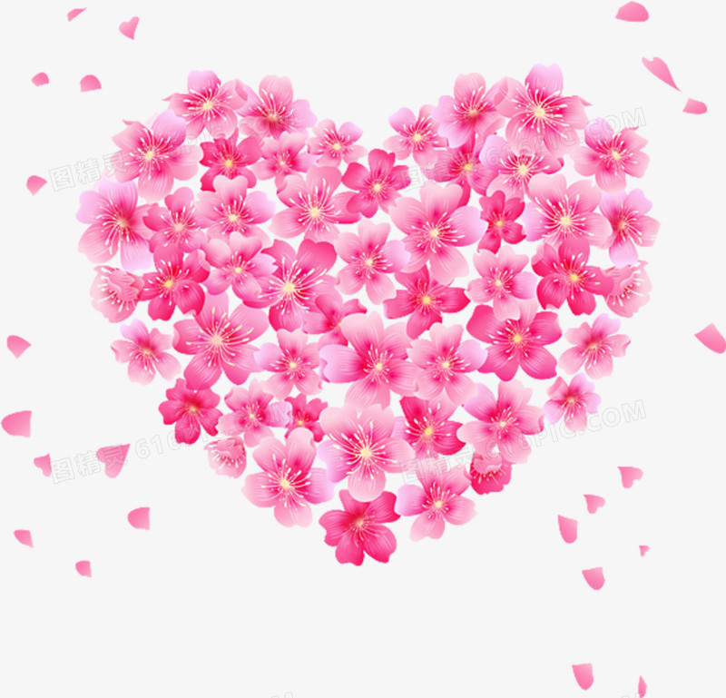 粉色甜蜜花朵造型爱心