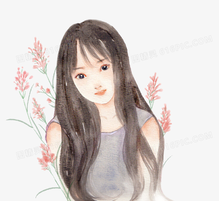 小清新少女手绘插画