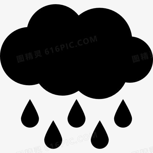 雨的乌云随着雨滴落下图标