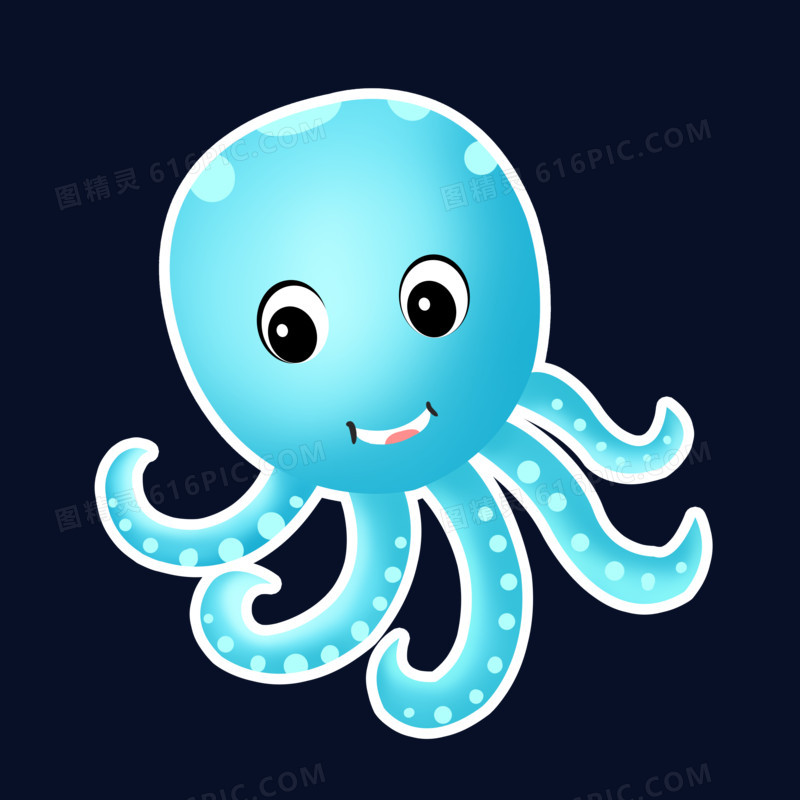 可爱卡通章鱼动物贴纸装饰素材