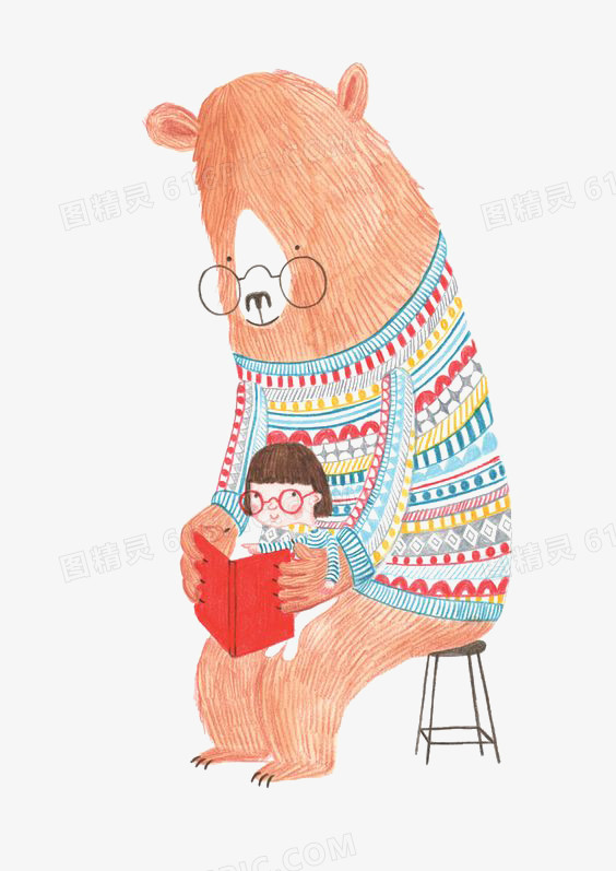 看书的熊和女孩