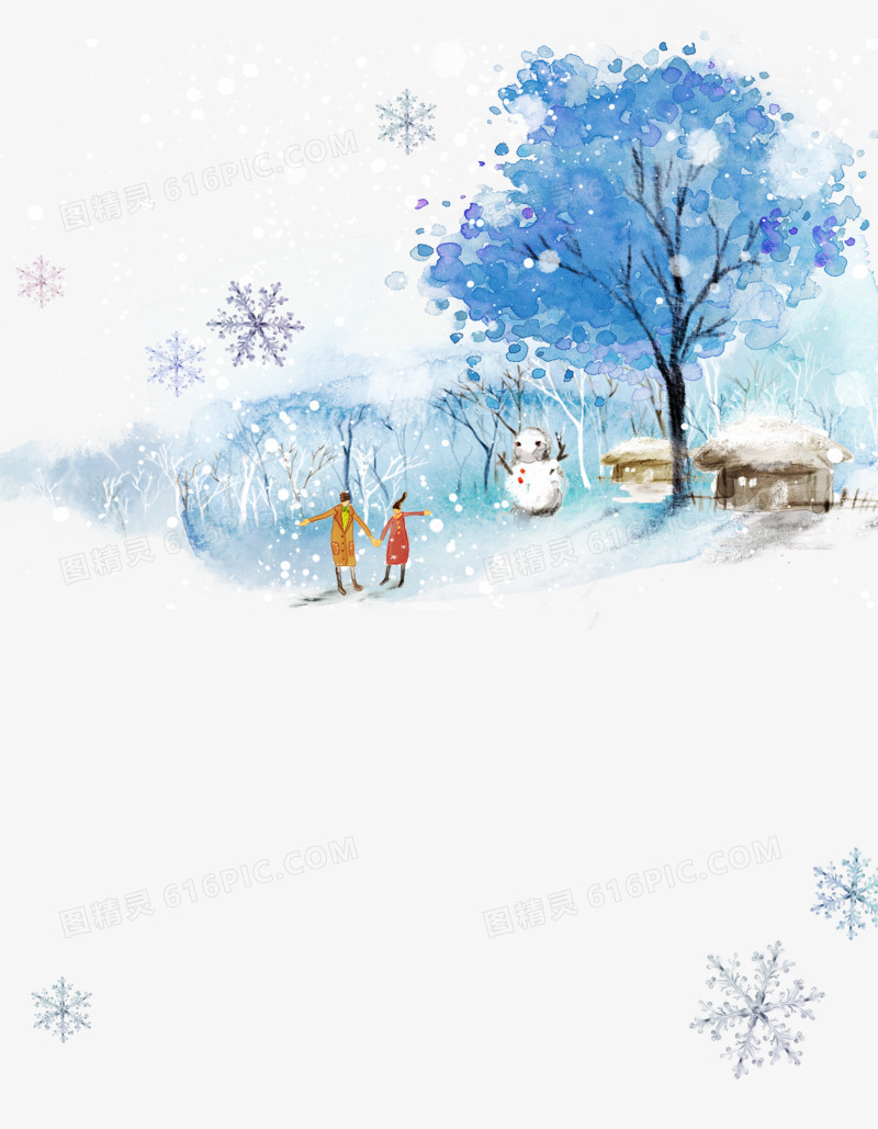 卡通手绘雪景