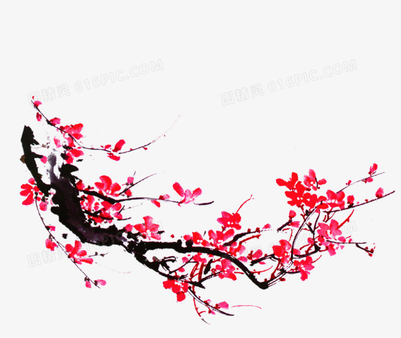 红色新年梅花树枝