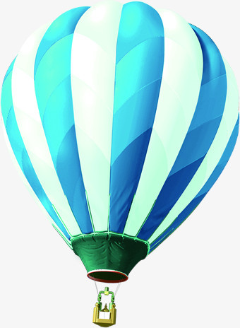 近景蓝色条纹热气球
