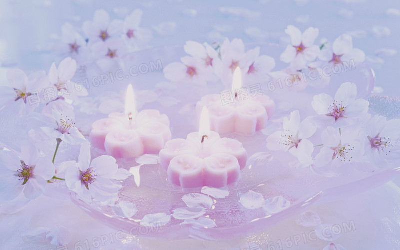 梦幻粉色花朵蜡烛