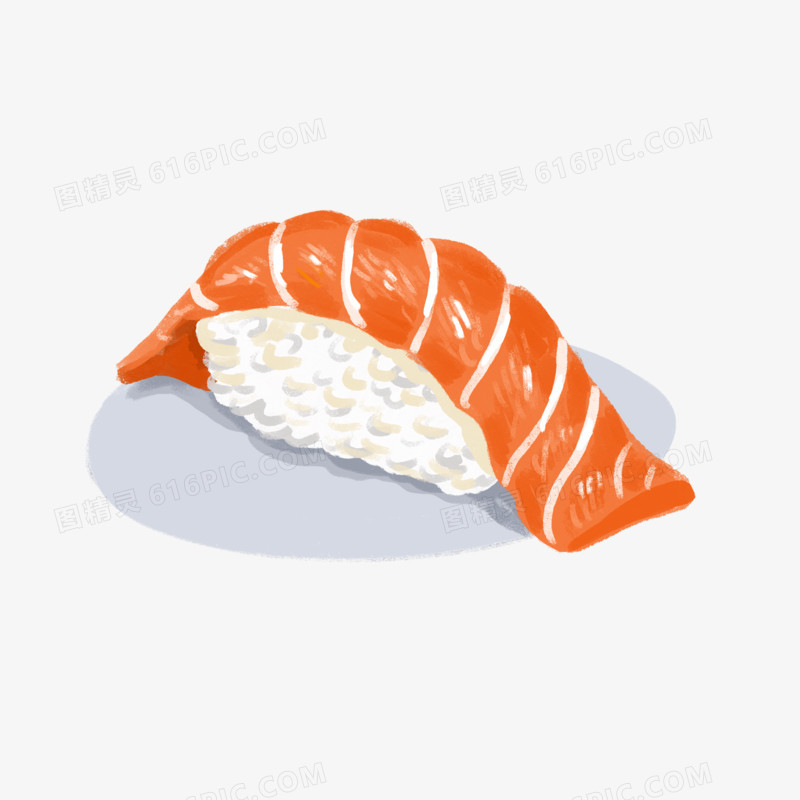 手绘卡通三文鱼寿司美食免抠元素