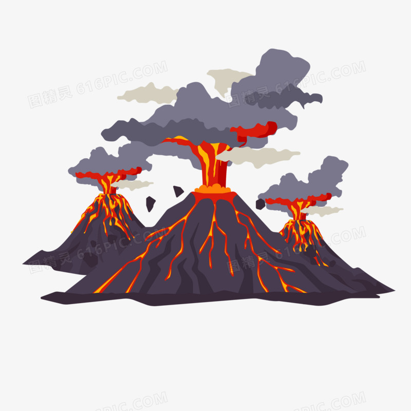 自然灾害火山喷发免抠元素