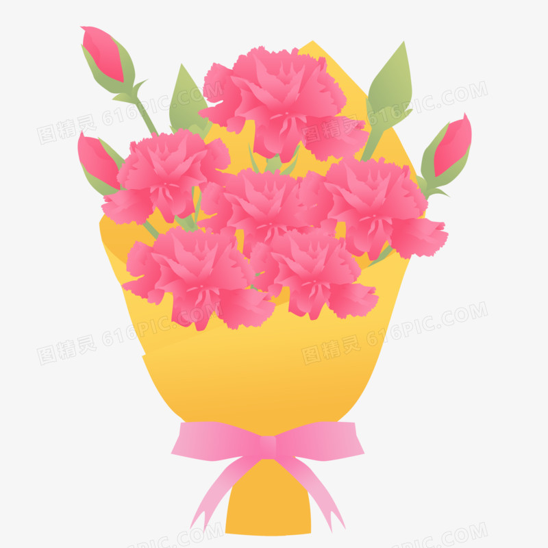 粉色康乃馨花束元素