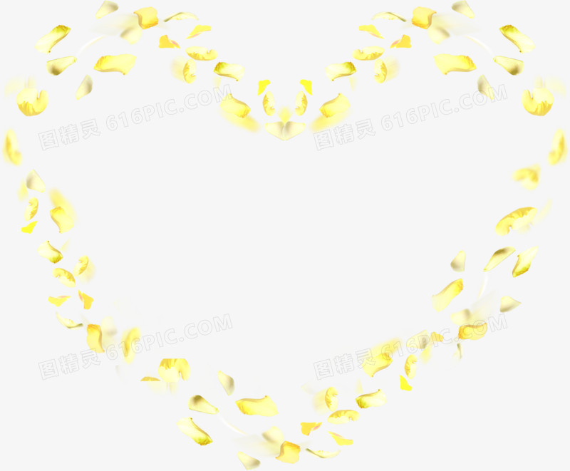 黄色精美花瓣爱心造型