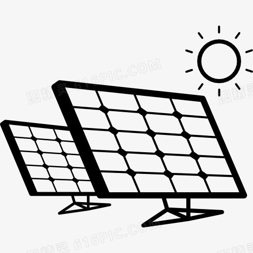 太阳能电池板对阳光图标