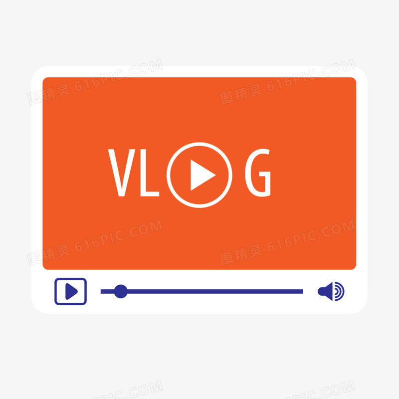 橙色vlog图标元素设计