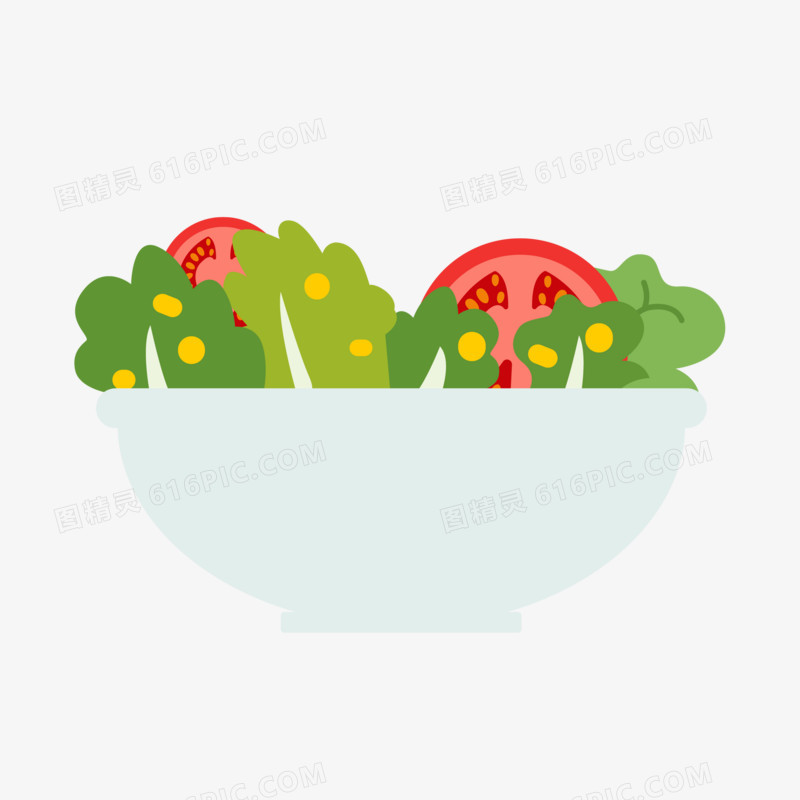 手绘卡通蔬菜沙拉素材