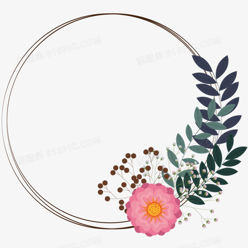 花朵圆形边框装饰素材