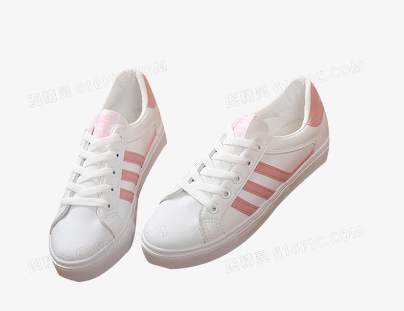 粉色拼色小白鞋素材