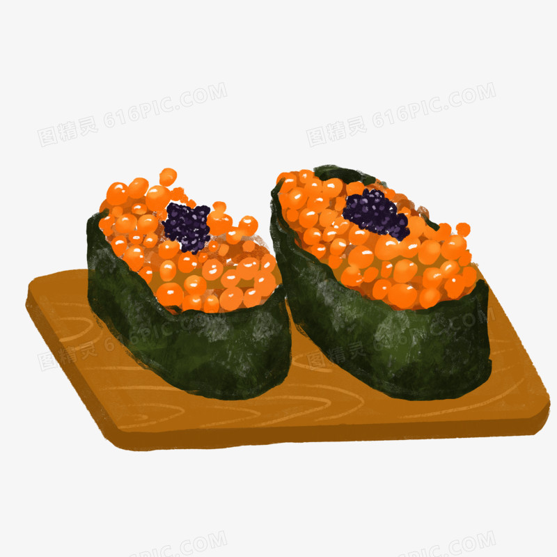 手绘寿司美食插画免抠元素