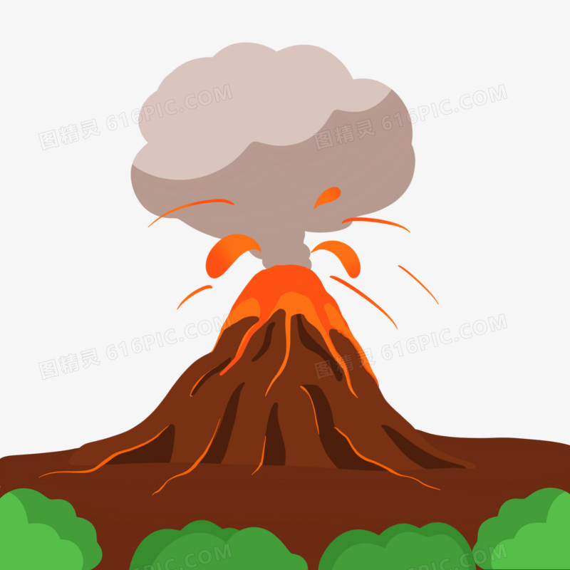 手绘火山喷发自然灾害矢量素材