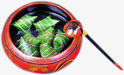 绿色长粽食物圆钵