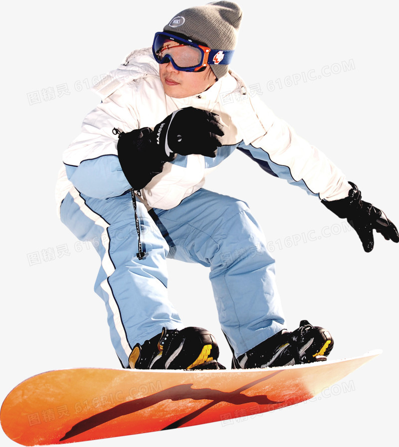 冬季蓝色服饰滑雪人物