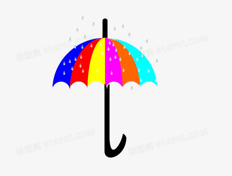 手绘雨滴雨伞