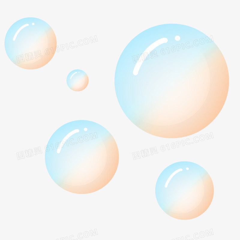 手绘漂浮透明气泡元素