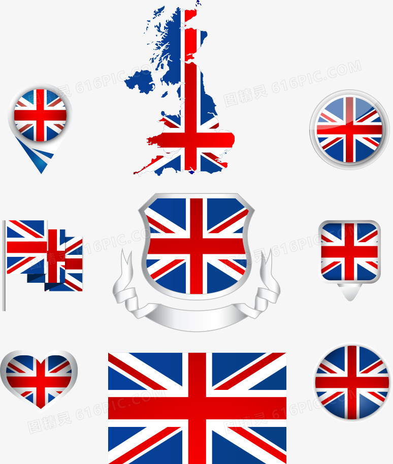 矢量英国国旗和地图