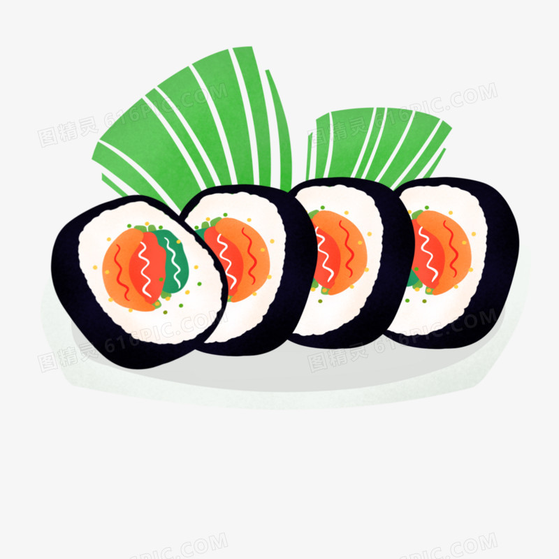 手绘寿司饭团免抠元素