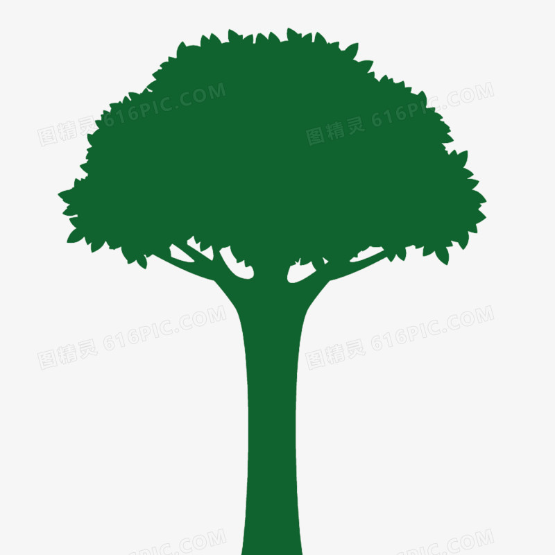 一棵绿色剪影树